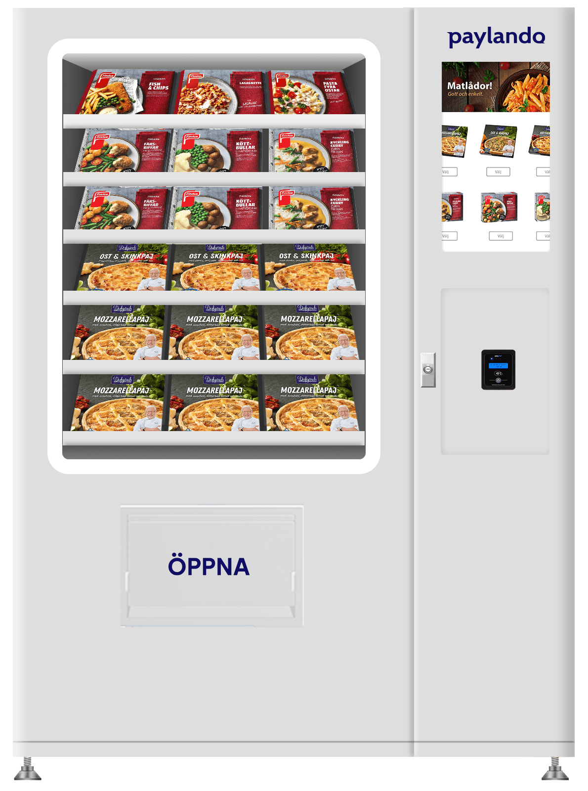 Paylando Maxi Combo: Refrigerated vending machine with lift for both food and drink