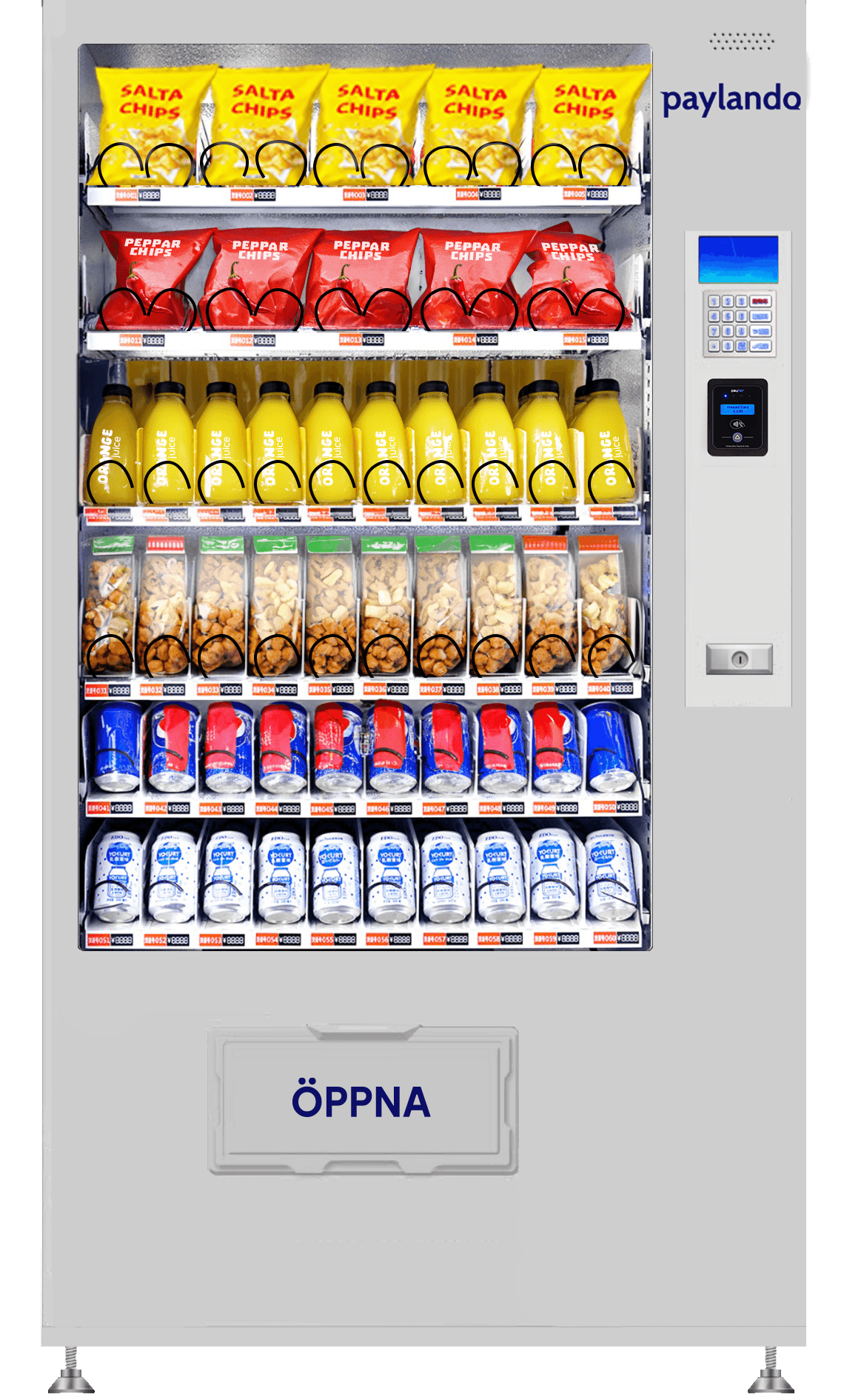 Paylando Versa: Kyld varuautomat med knappsats